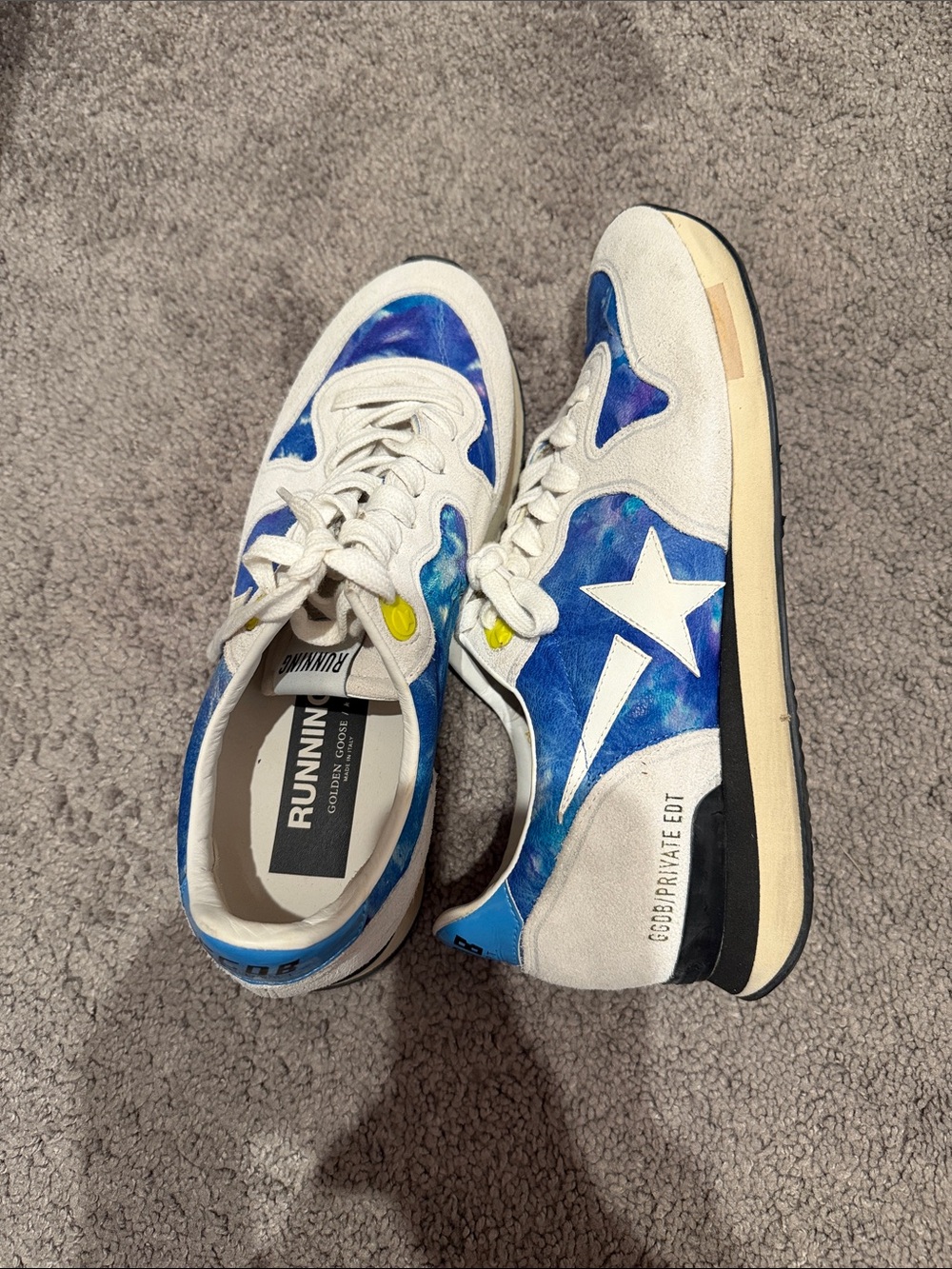 Golden Goose Blue and White Star Running Sneakers